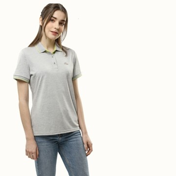 Per GIBO女版T網眼P.K短polo衫-PK202989花灰/芥黃