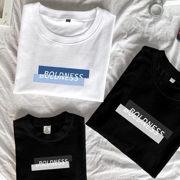 親子裝 情侶裝 潮T 班服 純棉短t 短袖 【Y0898-10】雙色錯方塊BOLDNESS 勇敢的人 加大尺寸