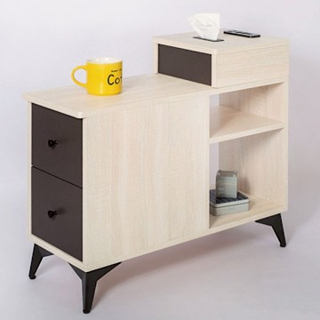 文創集 米雅雙色1尺二抽邊櫃-30x73x66cm免組