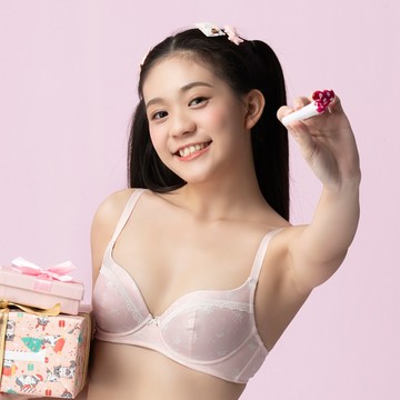嬪婷-FTC系列-小幸運印花 D罩杯內衣(微甜粉)-BB3647PN
