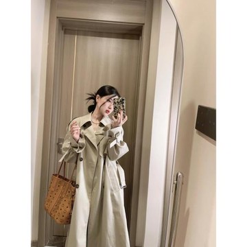 卡其色中長款風衣外套女2025年新款秋冬季小個子高級感超好看韓系