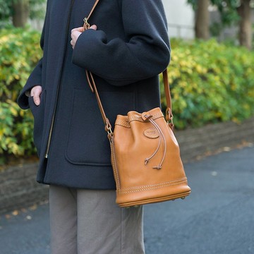 日本職人手作皮革束口單肩包 (CK-28) M - 共5色