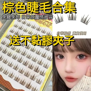 🎀台灣現貨🎀棕色免膠睫毛合集 不用膠水！免膠自黏假睫毛 分段式自粘 免膠免卸 免膠假睫毛 可重複使用 懶人新手學生黨平價