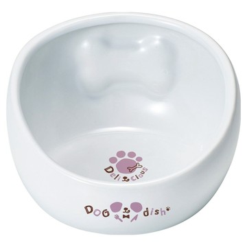 MK 狗用防潑陶瓷餐具 M  白色  1個