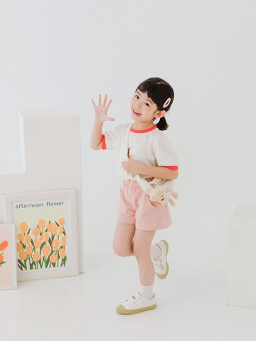 純棉糖果色系大口袋鬆緊腰頭短褲