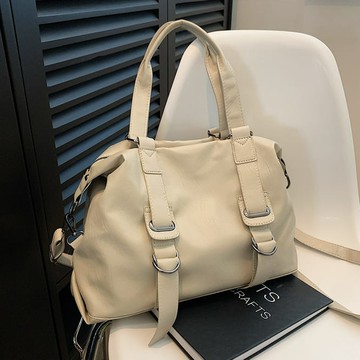 托特包．街頭皮革拼接拉鍊大容量手提/側背包．白鳥麗子