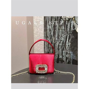 UGALS法式不靈閃亮絲綢鉆石小方包宴會水鉆迷你零錢包手提斜挎包