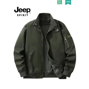 JEEP SPIRIT休閑外套男款2025新款春秋翻領爸爸裝夾克中青年工裝