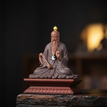 太上老君紫砂擺件三清之道德天尊神像禪意家居客廳博古架裝飾擺設