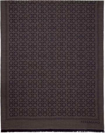 Ferragamo 灰色 Gancini 围巾