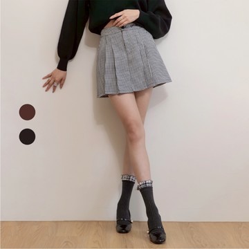 50% Fifty Percent｜千鳥格小繡花短裙｜02583560003