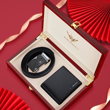 保羅皮帶錢包禮盒套裝男士真皮腰帶高檔生日禮物送男友送老公實用