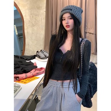 一頭阿瓜 2025新款冬季辣妹顯瘦內搭打底衫短款長袖上衣T恤百搭