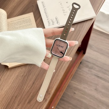 細款雙拼色真皮小蠻腰新款創意Apple Watch錶帶 適用於iwatch全系列通用