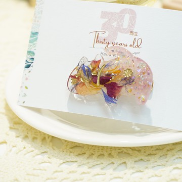 粉色小屁貓髮夾