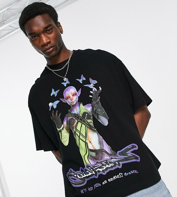 COLLUSION fantasy print t-shirt in black