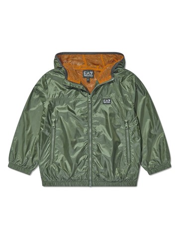 Emporio Armani Kids - logo-print hooded jacket - kids - Polyester/Polyester - 10 yrs - Green
