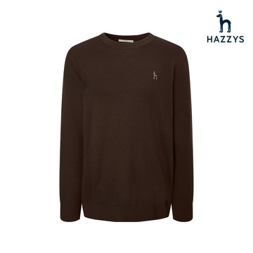 【HAZZYS】男款深棕色柔軟保暖時尚百搭針織衫 YZWDD401