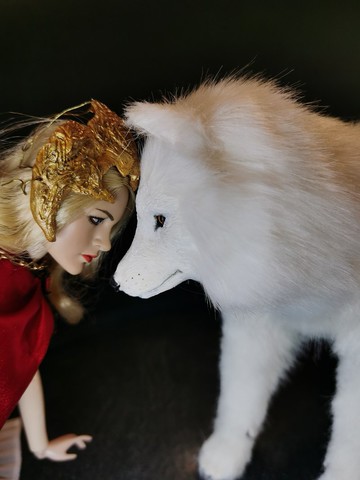 白色仿真狼造型藝術公仔，可擺姿，訂製