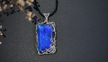 純手工繞制銀繞線寶石項鍊