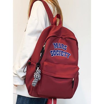 大容量簡約書包女高中初中生酒紅色背包百搭休閑大學生旅行雙肩包