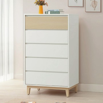 文創集 歐瑞雙色2.7尺五抽斗櫃-80x40x130cm免組