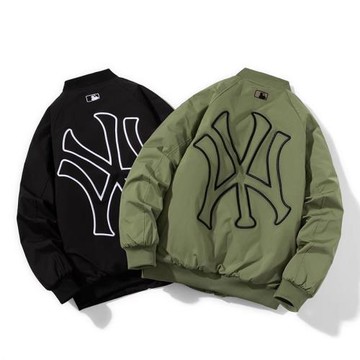 春秋季潮牌刺繡棒球服飛行員夾克男情侶美式復古棉衣加厚休閑外套
