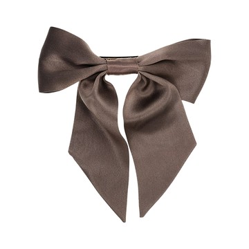 L. ERICKSON USA 經典蝴蝶結真絲髮夾〈灰褐色〉