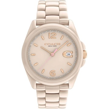COACH Greyson C字陶瓷女錶-奶茶色/36mm 14504065