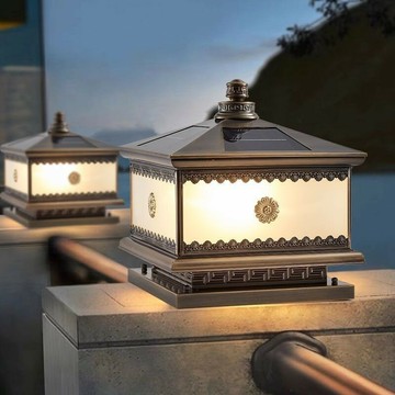 免運/公司貨 柱頭燈 太陽能庭院燈 燈具 全銅太陽能柱頭中式別墅庭院圍墻門柱大門庭院 室外柱子戶外防水 可開發票 全館五折 工廠現貨直銷 新品特價 m10231