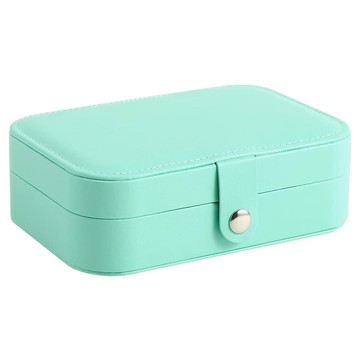 PU皮革雙層首飾收納盒/旅行便攜珠寶盒 16 x 11.5 x 5cm  淺綠色  1個