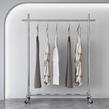 服裝店展示架不銹鋼拉絲掛衣架女裝衣架落地式貨架網紅移動輪子 y8068