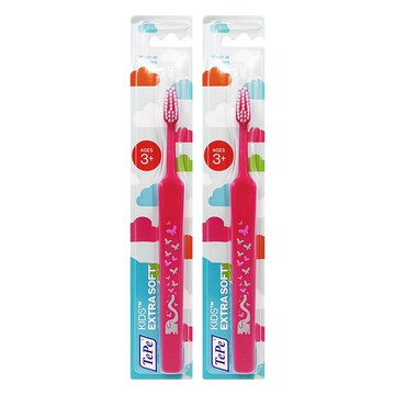 TePe 緹碧 兒童牙刷  適合3-12歲或口腔窄小的使用者  圓弧柔軟刷毛  一體成形防霉材質  款式隨機  1入  2支