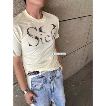 Sosick【原創正版】春夏款基礎裂紋數碼直噴印花純棉短袖男女Te恤