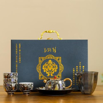 陳德生手作淡清唐卡茶壺功夫茶具套組金銀錯家用中式陶瓷禮盒裝