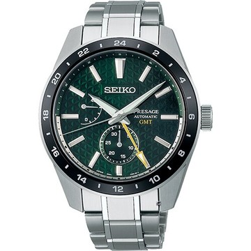 SEIKO 精工錶-黑牌款-Presage 新銳系列 Aitetsu GMT機械腕錶 6R64-00C0G(SPB219J1)-42mm-綠面鋼帶【刷卡回饋 分期0利率】【APP下單點數13倍送】