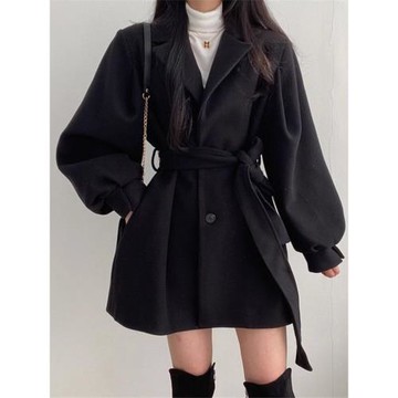 秋冬款加絨大衣女外套秋冬高級感女小個子毛呢大衣英倫風短款上衣