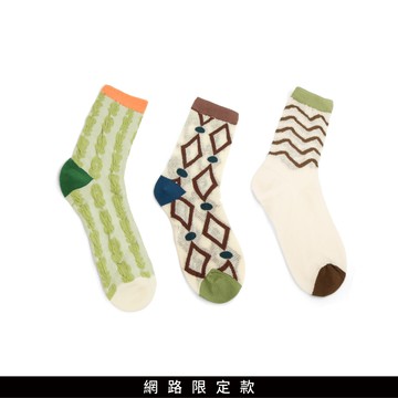 SO NICE 撞色幾何拼接中筒襪