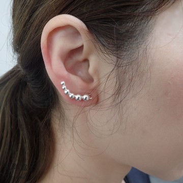 §海洋盒子§一體成形排列立體圓球925純銀耳環.垂墜耳環