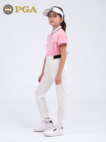 美國PGA女童高爾夫褲子2021青少年彈力腰帶服裝夏兒童高爾夫長褲