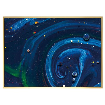 菠蘿選畫所 抽象畫 藍色太空I 掛畫 40 x 30cm 畫框 APAP3456G  金色