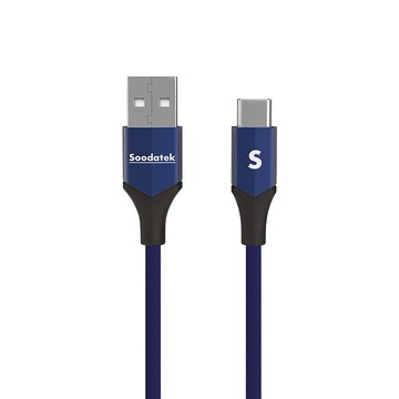 SOODATEK USB2.0 A TO USB C V型鋁殼高彈絲編織線 0.3M
