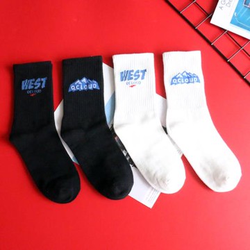 潮牌日系字母黑白長襪子男女中性ins超火個性百搭運動滑板中筒襪