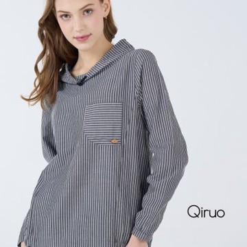 Qiruo 奇若秋冬專櫃長袖灰色造型上衣 6043A 休閒上衣