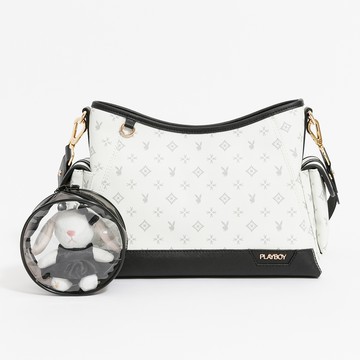 PLAYBOY-肩背包 黑白TWO系列 -米白色(552-5103-01-7)
