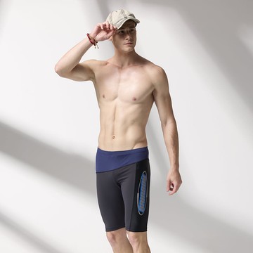 莫妮娜 台灣製 大男 斜口七分泳褲 -2L