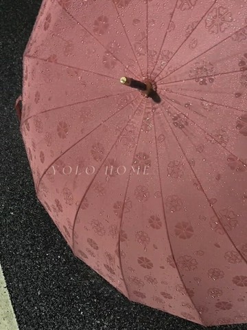 雨水開花變色雨傘創意立體浮雕感水珠長柄傘高階感雨傘女生高顏值