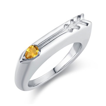 黃水晶圖章戒指-箭心形客製女戒-925純銀印章情侶對戒-免費刻字