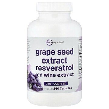 Micro Ingredients, Grape Seed Extract Resveratrol Red Wine Extract, 240 Capsules