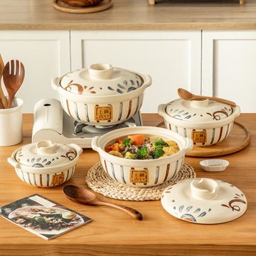 日式手繪砂鍋家用燃氣耐高溫煲湯燉湯鍋干燒煤氣專用陶瓷鍋沙鍋